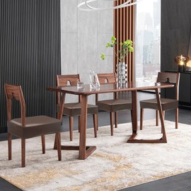 KIDOACOW Soft Leather Chair Seat Covers Dining Chairs Set of 6, Waterproof Seat Covers for Kitchen High Stretch & Well-Fitted Chair Covers Dining Chairs with Elastic Ties (Coffee, Rear-Covered)