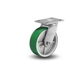 Albion 16PI08201S 6" Diameter Polyurethane on Cast Iron Wheel Medium Heavy Duty Swivel Caster, Roller Bearing, 4-1/2" Length x 4" Width Base Plate, 1250 lb. Capacity Range