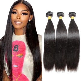 Human Hair Bundles Straight Hair Bundles Brazilian Bundles Human Hair 18 20 22 Inch Soft And Healthy 3 Bundles Hair Weave Unprocessed Straight Bundles Human Hair
