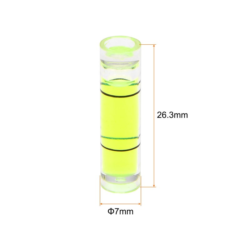 sourcing map 15pcs Small Cylindrical Bubble Level Vials 7x26.3mm PMMA