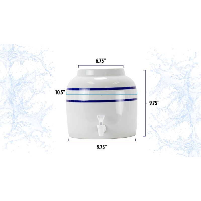 New Wave Enviro Porcelain Water Dispenser, Classic Blue Stripe