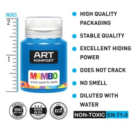 Acrylic Fabric Paint Set for Clothes Permanent - Basic Colors 9x20 ml (0.68 Fl Oz) - For Leather, T-shirt, Shoe, Upholstery, Furniture - Non-Toxic, Long-Lasting, Waterproof