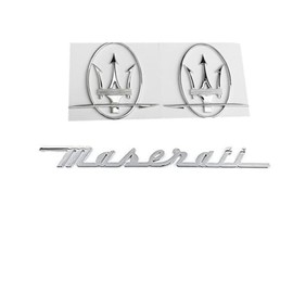 CMAOS 3PC Set Silver Emblem ForMaserati RH & LH Side Trunk Logo Badges Nameplate (3pcs Silver)