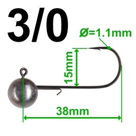 Professional Quality Jig Hooks with Baitholder, Pack of 15, Pike, Zander, Perch (3/0-12g)