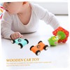 BESTonZON Pack of 4 Wooden Retraction Cars, Desktop Toy, Miniature