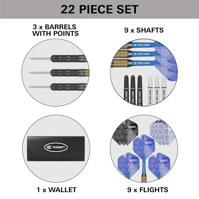 Target Darts Josh Rock Steel Darts, 22G Brass Darts, Solid