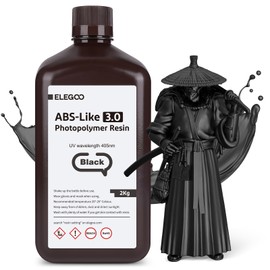 ELEGOO ABS-Like Resin 3.0, Photopolymer Resin UV Curing 405nm, Upgraded ABS 3D Printing Resin, Higher Precision, Lower Shrinkage 3D Resin for LCD/MSLA/DLP 3D Printer, Black 2000G