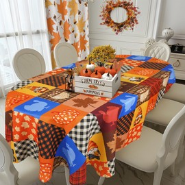 bnhjsdw Thanksgiving Turkey Tablecloth Waterproof Fall Pumpkin Table Cloth for Fall Harvest Thanksgiving Home Decoration - 60" X 84" Oval