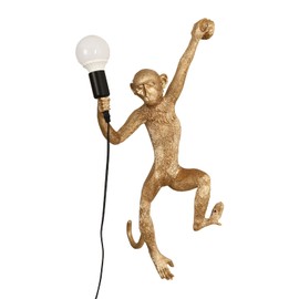 Vintage Resin Hemp Rope Monkey Wall Light Industrial Retro Edison Wall Lamp Fixture E27 for Dining Living Room Bedroom Bar Cafe Decorative Hanging Lamp (Gold)