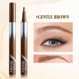 Eyebrow Pen with Precise Fork Tip, Waterproof, Sweat-Resistant, Natural Hair-Like Strokes for Full, Defined Brows(Gentle Brown)