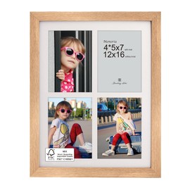5x7 Collage Picture Frame,Fits 4 5x7 Photos,Engineered Wood-Natural Oak
