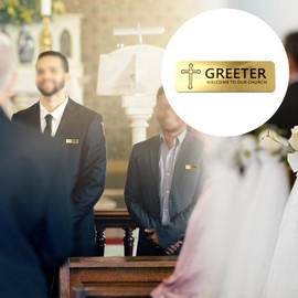 YINSHCO 12 Pcs Magnetic Usher Name Tag for Church, Acrylic Usher Badge Name Tag with Magnet Reusable, Round Corner Usher Name Badge Bulk for Office School Gatherings