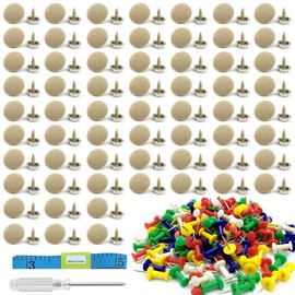 Car Roof Repair Kit, 100 Pieces Headliner Repair Buttons, Rivets, Pins, Screwdriver, Tape Measure (Beige)