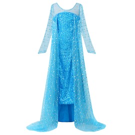 Reliparty - Disfraz de princesa de nieve para niñas, color azul 7/150