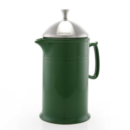 Chantal Stoneware French Press with Stainless Steel Plunger and Lid, 28 ounce capacity, Green