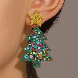 Christmas Earrings Colourful Acrylic Earrings Christmas Tree Earrings for Women Christmas Holiday Earrings Christmas Jewelry Gifts for Women(green)