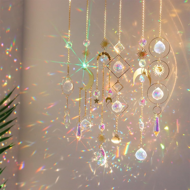 Aililong Sun Catcher Crystal Set of 6 - Rainbow Effect