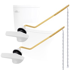 Hygie Rinse 2Pack Universal Side Mount Toilet Handle Replacement Kit Compatible with Kohler K-GP30324-CP/Glacier Bay Toilet with Flapper Chains, Metal Toilet Flusher Lever, White