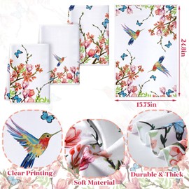 Newwiee 7 Pcs Shower Curtain Set Themed Bathroom Decor Shower Curtain and Mats Towels Toilet Mat Waterproof Watercolor Bath Curtain Accessories (Hummingbird)