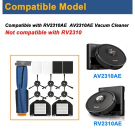 Detetap - Kits de piezas de repuesto para Shark RV2310AE / AV2310AE Matrix Robot Aspirador 1 cepillo para polvo de rodillo, 2 filtros HEPA, 4 espumas, 6 cepillos laterales (no para RV2310) - Paquete