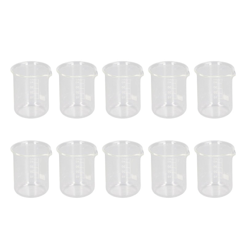 10 Pcs Laboratory Glass Beaker 50ml Thick Experimental Graduated Cylinder