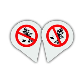 Set of 2 – No Dog Toilet Sign | Prohibition Dog Toilet | Notice Sign | Weatherproof Luminous | Aluminium | Colour: White Sign with Red Prohibition Sign | Garden Meadow Playground House | Round