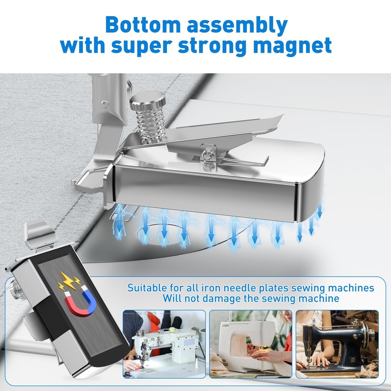Armilem Magnetic Seam Guide for Sewing Machine, Multifucntional Clip-On Hem