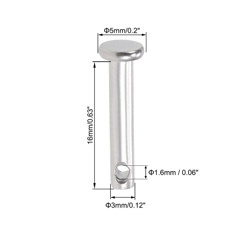 sourcing map 10x Single Hole Fork Bolts Pins 3 mm