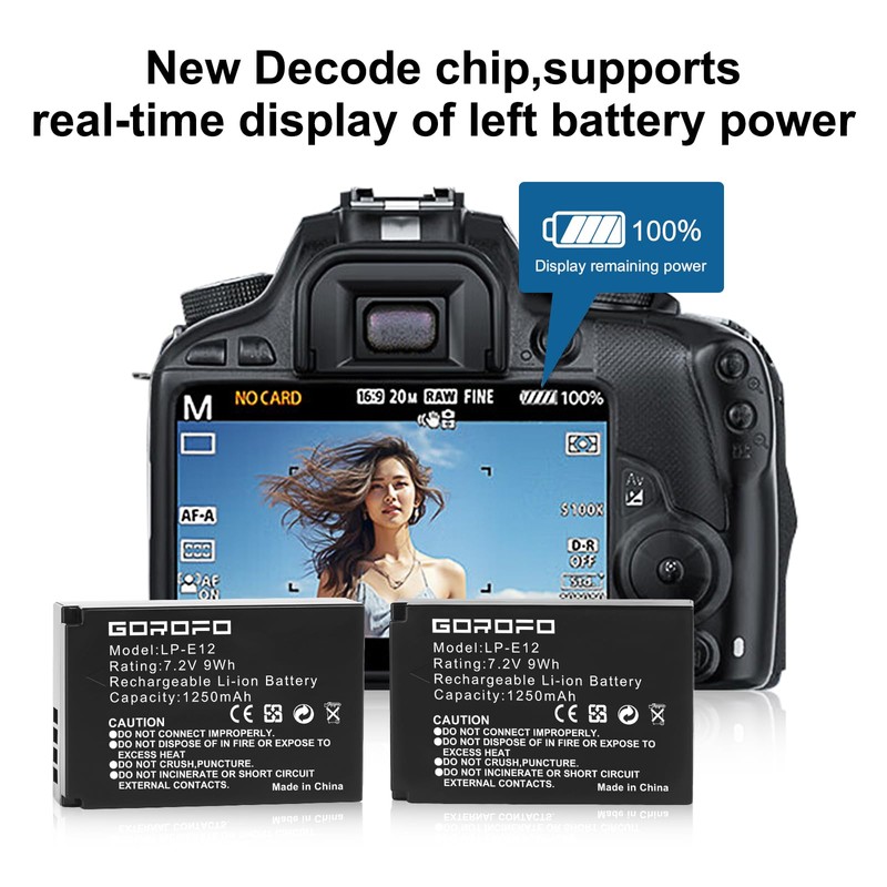 GOROFO LP-E12 Digital Camera Batteries, for Canon EOS M2, EOS