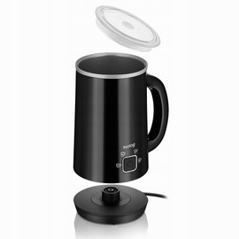 Huslog Milk Frother with Heater, 4 Milk Frothing Modes, 500W, Black