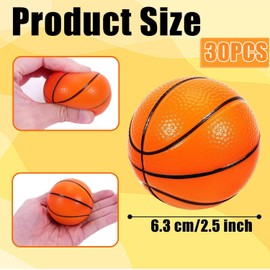 ausurme 30 PCS Mini Basketball Stress Balls,2.5 Inch Mini Basketballs for Kids,Mini Basketball Party Favors,Mini Foam Sports Balls,Small Basketball Squeeze Balls for Party Favors Stress Relief Sports