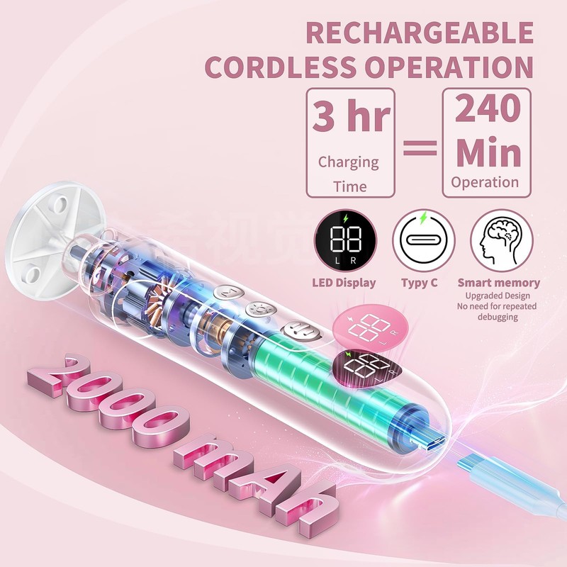 Electric Nail Drill Kit, Cordless Manicure Pedicure Kit with Memory