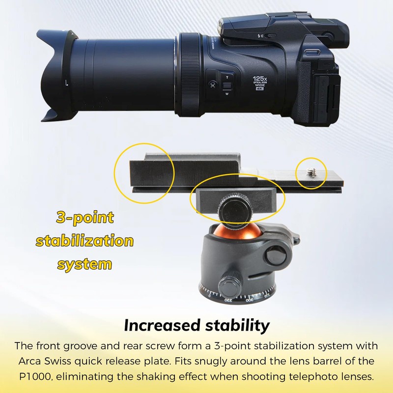 Quick Release Plate for Nikon P1000/1100 for Improved Stability Nikon