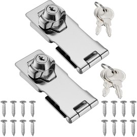 szhdxsy 2 Packs 4 Inch Keyed Hasp Locks Twist Knob Keyed Locking Hasp for Small Doors, Cabinets and More,Stainless Steel Steel, Chrome Plated Hasp Lock Catch Latch Safety Lock