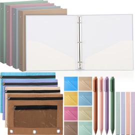 Thenshop 24 Pcs Book Annotation Kit, 4 Pcs 12×10. 8 Inch 3 Ring Binder with 2 Pockets Pencil Pouch Bible Highlighters Gel Pen and 8 Pack Clear Sticky Notes, Bible Study Kit for Women Men Office School