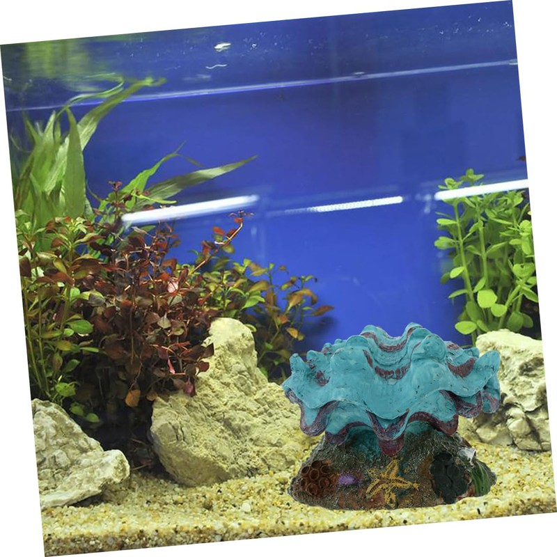 Mobestech 2Pcs Scallop Fish Tank Bubbler Decoration Underwater Ornaments for