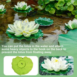 WhistenFla 16Pcs Artificial Floating Pool Flowers, 6Pcs 7in & 10Pcs 4in Fake Water Lily Pads Flowers, Lotus Flower Floating Pool Decorations