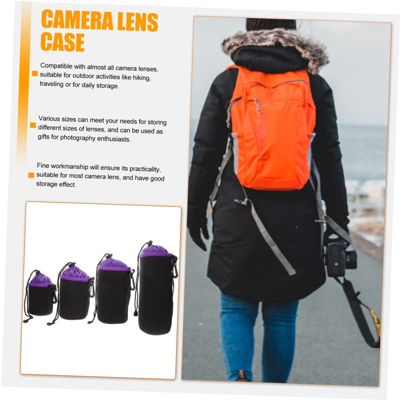 DOITOOL 4pcs Camera Lens Bag Camera Lens Pouch Camera Lens