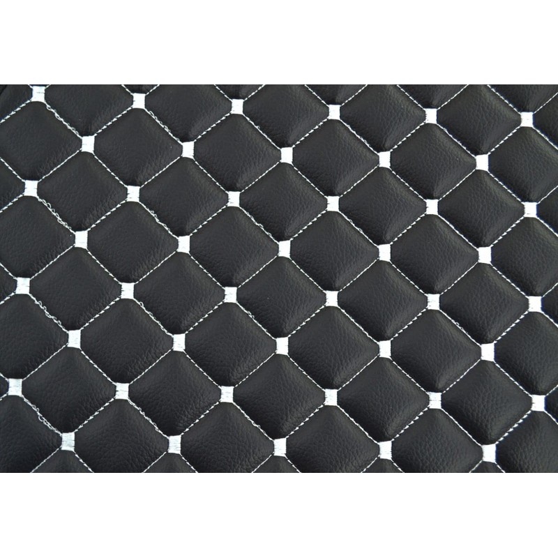 2 Door Panels Eco Leather Black with White Stitching Mats