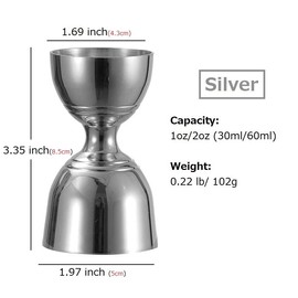 Premium Cocktail Jigger 2oz/1oz, Stainless Steel Bell Jigger for Bartending,Cocktail Measuring Jigger,Durable Double Jigger,Cocktail Measuring Cup
