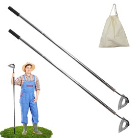 Hoe Garden Tool,All-Steel Hardened Hollow Hoe Heavy Duty Action Hoe with 55 Inch Adjustable Handle Scuffle Garden Hula Hoe with Rake for Backyard Weeding,Farm Planting (2 Pack Long Handle Hoe)