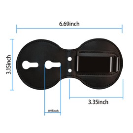 Police Badge Holder, Black Cowhide Universal Badge Holder Belt Clip with Stainless Steel Bead Necklace-Circle