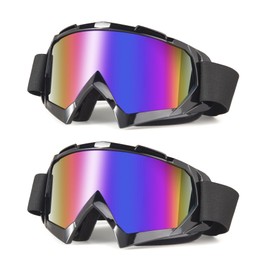 LJDJ Dirt Bike Goggles, Motorcycle Goggles 2 Pack ATV Goggles Riding Goggles Ski Goggles Windproof Offroad Protective Glasses Racing Goggles for Men Women Youth Adult