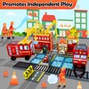 Drofex Magnetic Tiles Road Set with Fire Truck Magnetic Crane,