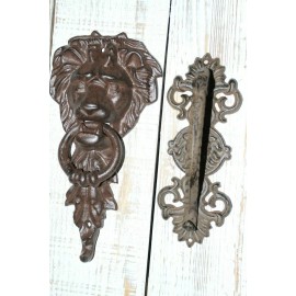 Antique Style Edwardian Lion's Head Door Knocker / Door Pull, Cast Iron - HW-21
