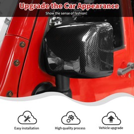HTHE Driver Passenger Side Mirror Cover Side View Mirror Cover Auto Rearview Protection Cover Carbon Fiber Side Mirror Cover Caps Compatible with Jeep Wrangler JK 2007-2017 Exterior Accessories