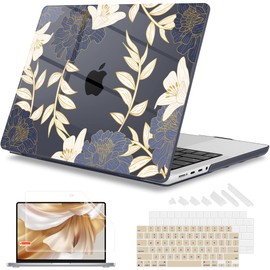 Mektron Case for 2024 MacBook Pro 16" M4 A3403 A3186 Fits M3 A2991 M2 A2780 M1 A2485 (2021/2033) Pro/Max Chips with Touch ID, Hard Shell Plastic Laptop Cover Keyboard Cover, Botanical Flowers