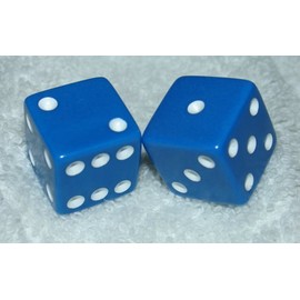 Large 3/4" Blue Opaque Dice Pair