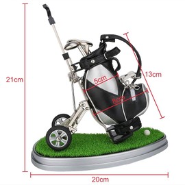 Seadream Golf Gift Set,Golf Pen Holder Set with Lawn Base and 3 Golf Pens,Golf Souvenirs Gifts for Golfer Fans Coworker (Silver+Black)