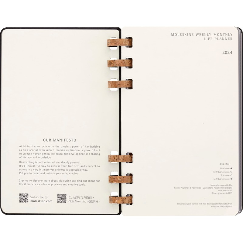 Moleskine Monthly and Weekly Spiral Agenda 12 Months 2024, Agenda